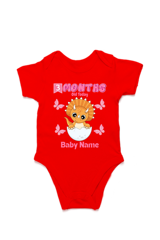 3 Month Celebration : Dino Rompers Printed With Your Baby Girl Name For Their Monthly Milestone SHP00