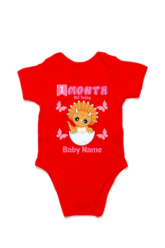 1 Month Celebration : Dino Rompers Printed With Your Baby Girl Name For Their Monthly Milestone SHP00