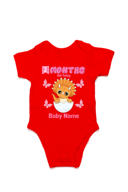 2 Month Celebration : Dino Rompers Printed With Your Baby Girl Name For Their Monthly Milestone SHP00