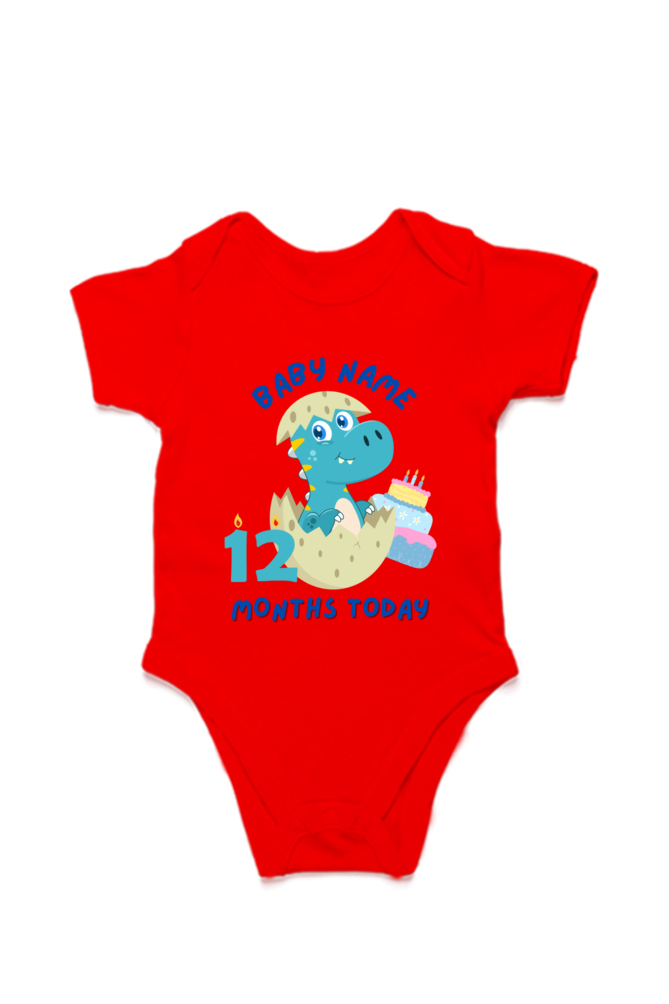 12 Month Celebration : Dino Rompers Printed With Your Baby Name For Their Monthly Milestone