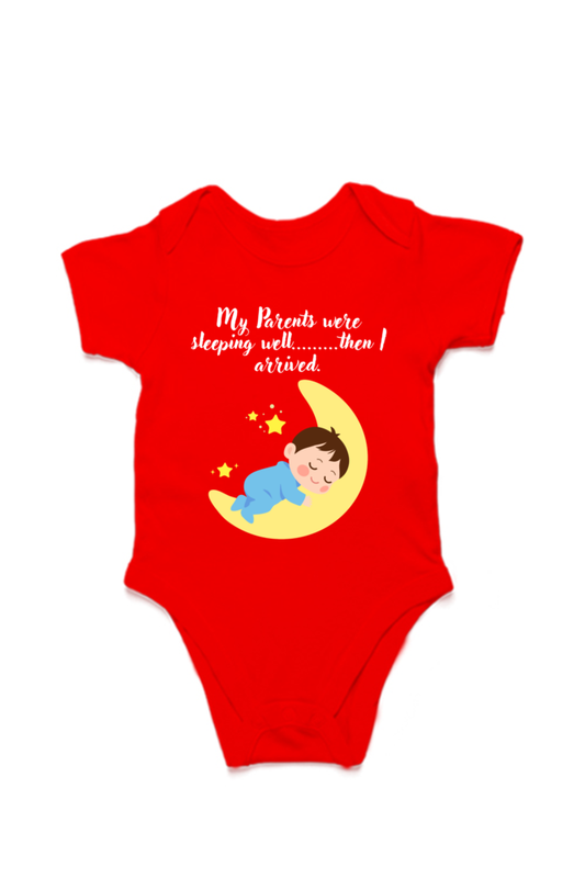 Funny Baby Boy Rompers - Because Sleep Was Overrated… Until He Arrived! (White Font) SHP99