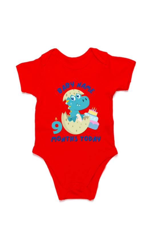 9 Month Celebration : Dino Rompers Printed With Your Baby Name For Their Monthly Milestone SHP00