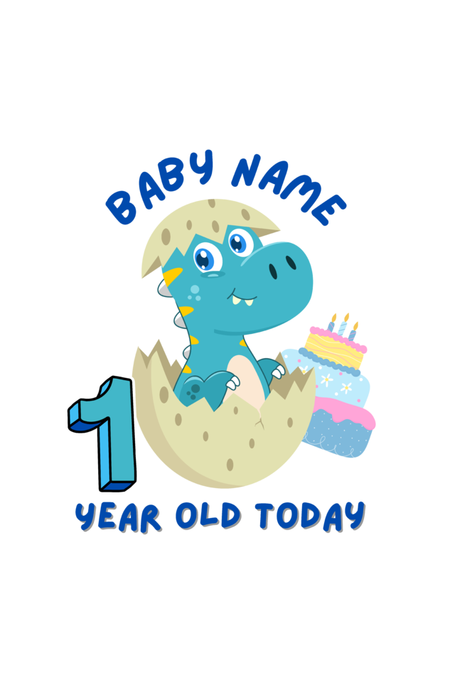 1 Year Celebration : Dino Rompers Printed With Your Baby Name For Their 1st Year Milestone