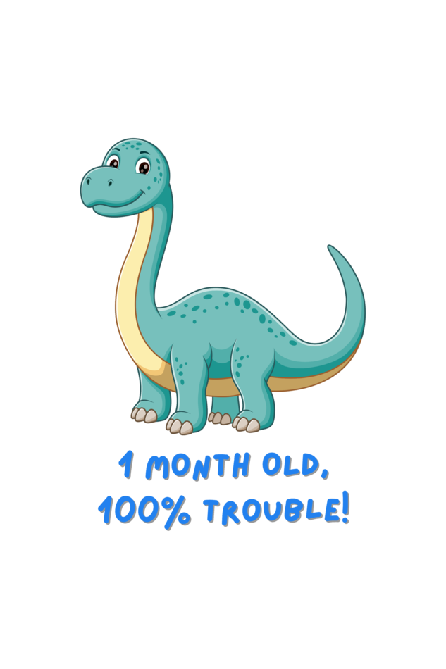 1 Month Dino-Mite Cuteness: Baby Dino Romper for Tiny Adventurers & Monthly Milestone! SHP99