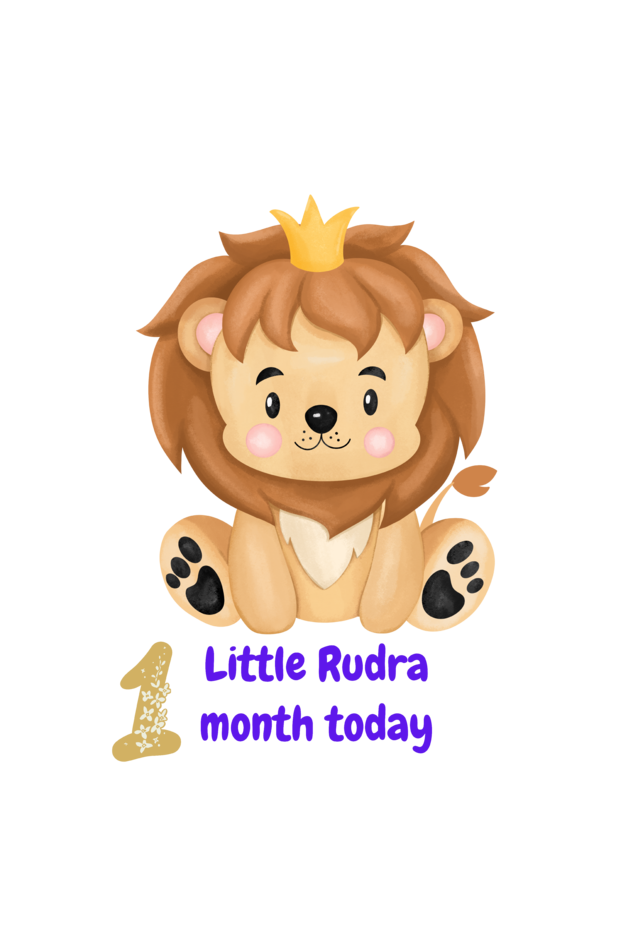 1 Month Celebration : Customised Lion Baby Romper Printed For Your Baby Boy's Monthly Milestone SHP00