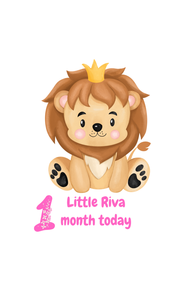 1 Month Celebration : Customised Lion Baby Romper Printed For Your Baby Girl's Monthly Milestone SHP00