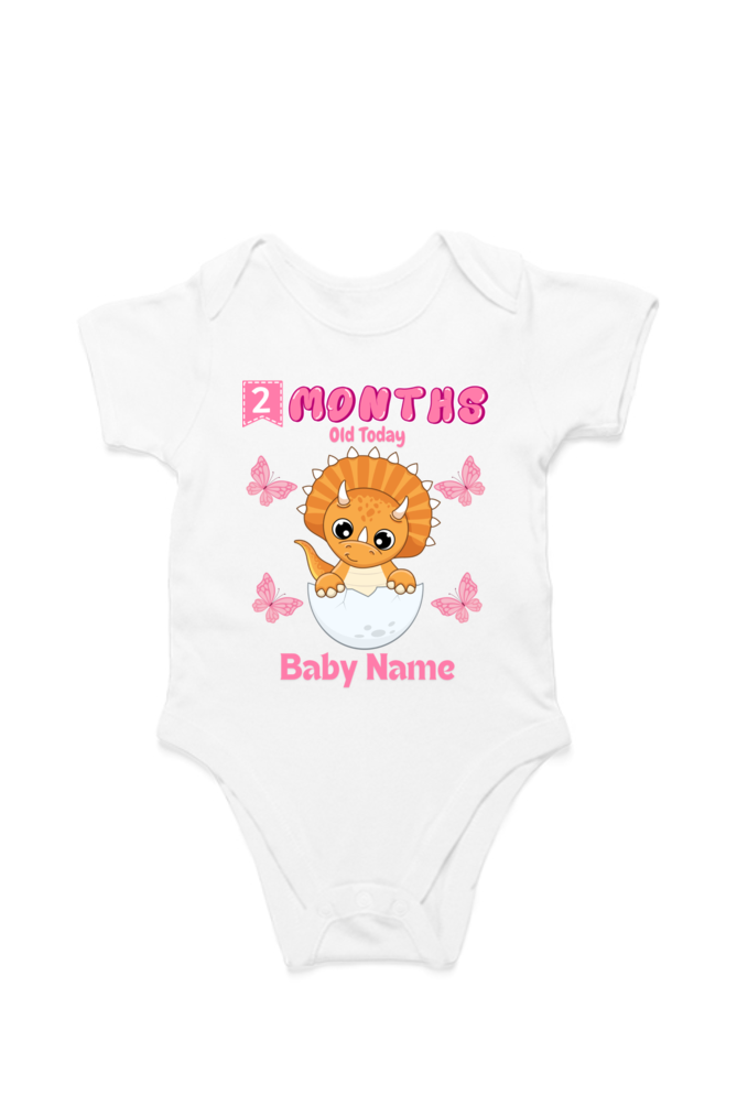2 Month Celebration : Dino Rompers Printed With Your Baby Girl Name For Their Monthly Milestone
