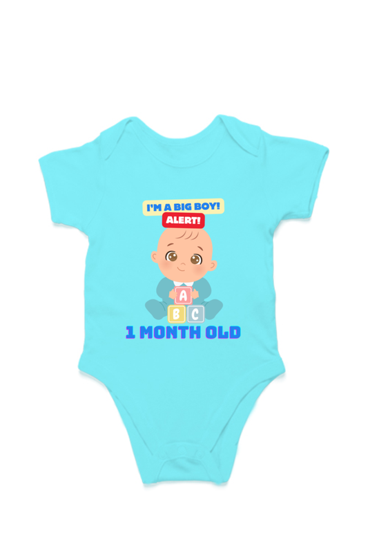 1 Month Big Boy Alert Cute Baby Romper For Monthly Milestone! SHP99