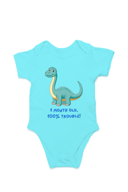 1 Month Dino-Mite Cuteness: Baby Dino Romper for Tiny Adventurers & Monthly Milestone! SHP99