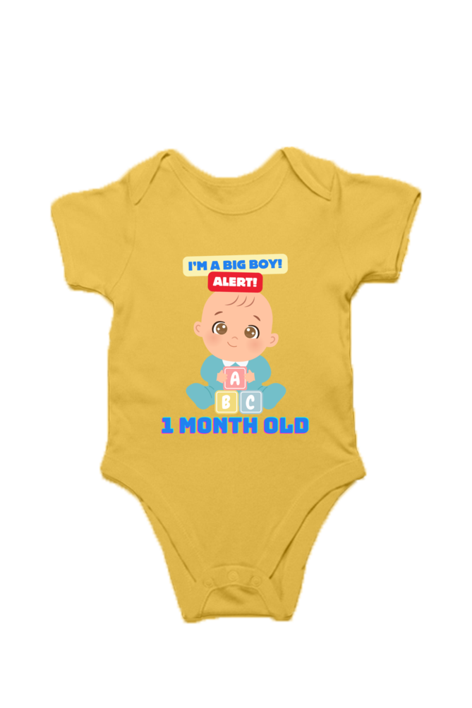 1 Month Big Boy Alert Cute Baby Romper For Monthly Milestone!