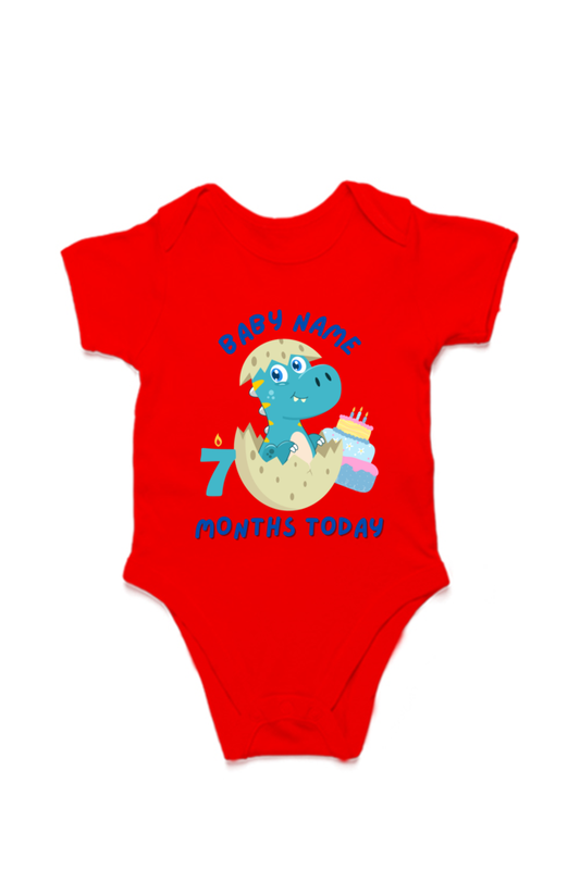 7 Month Celebration : Dino Rompers Printed With Your Baby Name For Their Monthly Milestone SHP00