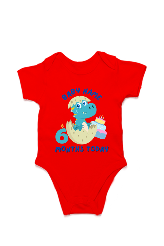 6 Month Celebration : Dino Rompers Printed With Your Baby Name For Their Monthly Milestone SHP00