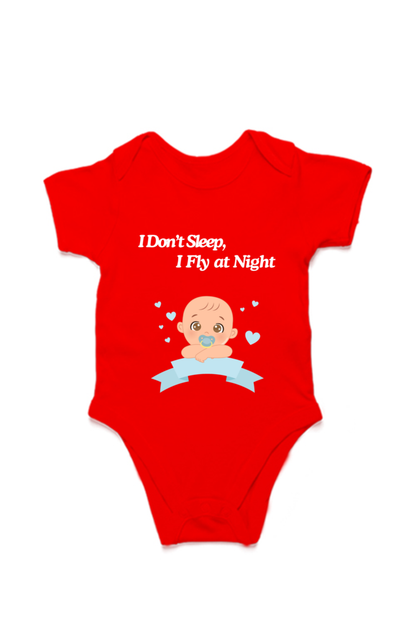 Funny Baby Boy Romper for Your Little Night Owl - I Don’t Sleep, I Fly at Night (Design 2 with White Font)