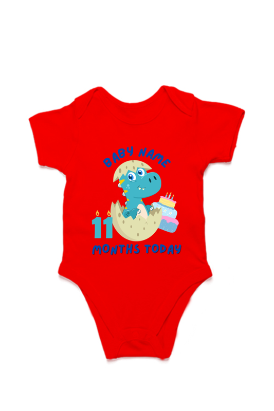 11 Month Celebration : Dino Rompers Printed With Your Baby Name For Their Monthly Milestone SHP00
