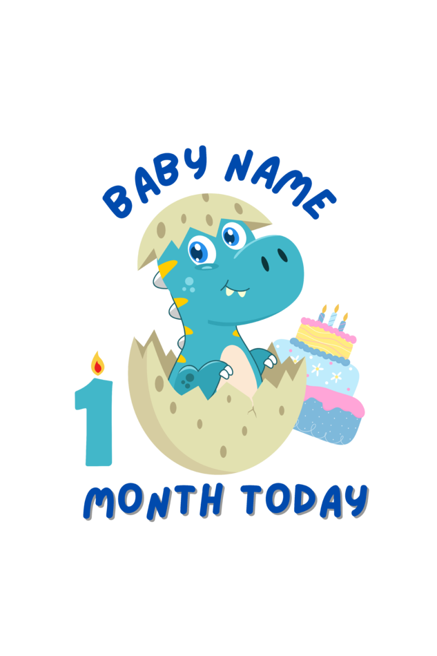 1 Month Celebration : Dino Rompers Printed With Your Baby Name For Their Monthly Milestone