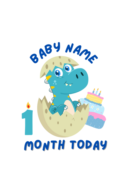 1 Month Celebration : Dino Rompers Printed With Your Baby Name For Their Monthly Milestone