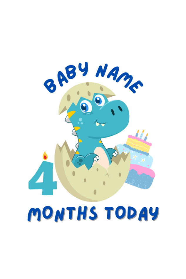 4 Month Celebration : Dino Rompers Printed With Your Baby Name For Their Monthly Milestone