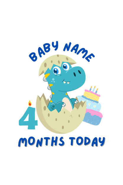 4 Month Celebration : Dino Rompers Printed With Your Baby Name For Their Monthly Milestone