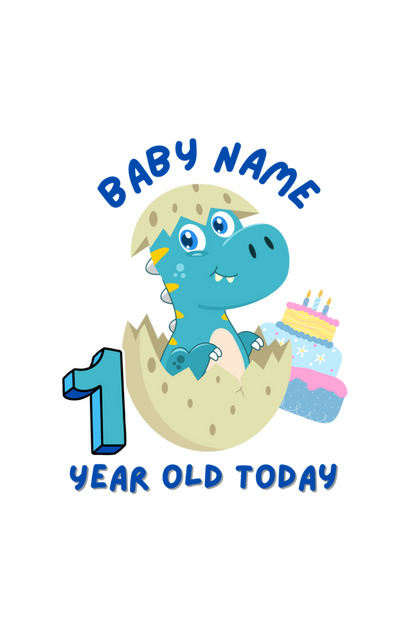 1 Year Celebration : Dino Rompers Printed With Your Baby Name For Their 1st Year Milestone