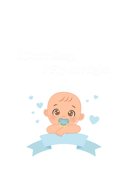 Funny Baby Boy Romper for Your Little Night Owl - I Don’t Sleep, I Fly at Night (Design 2 with White Font)