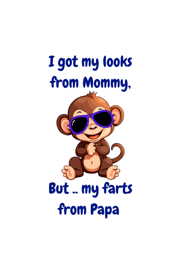 Funny Baby Boy Rompers - Mommy’s Looks, Daddy’s Farts – A Perfect Combo! (Cute Monkey)