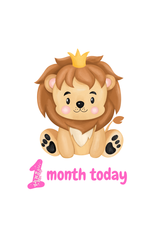 1 Month Celebration :  Lion Baby Gril Rompers Printed For Your Baby's Monthly Milestone