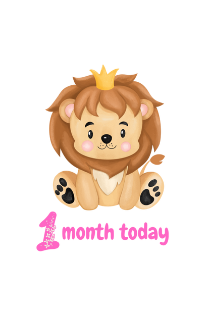 1 Month Celebration :  Lion Baby Gril Rompers Printed For Your Baby's Monthly Milestone