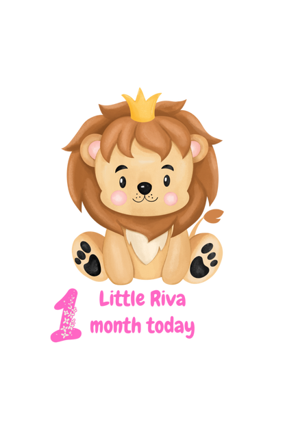 1 Month Celebration : Customised Lion Baby Romper Printed For Your Baby Girl's Monthly Milestone