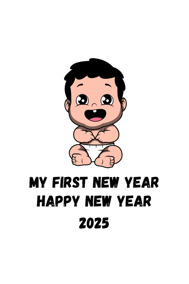 New Year 2025 Baby Romper – Soft, Stylish & Festive (Desgin 2)