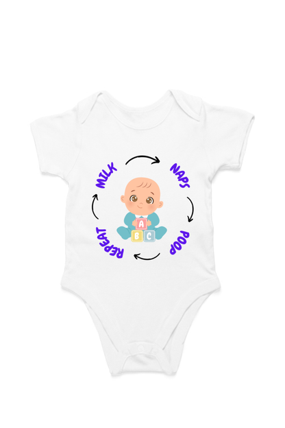 Funny Baby Boy Romper for Tiny Bosses - Milk, Naps, Poop, Repeat