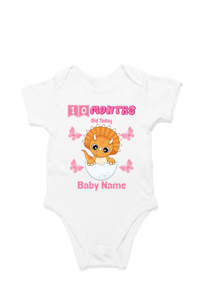 10 Month Celebration : Dino Rompers Printed With Your Baby Girl Name For Their Monthly Milestone