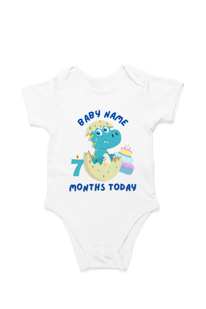 7 Month Celebration : Dino Rompers Printed With Your Baby Name For Their Monthly Milestone