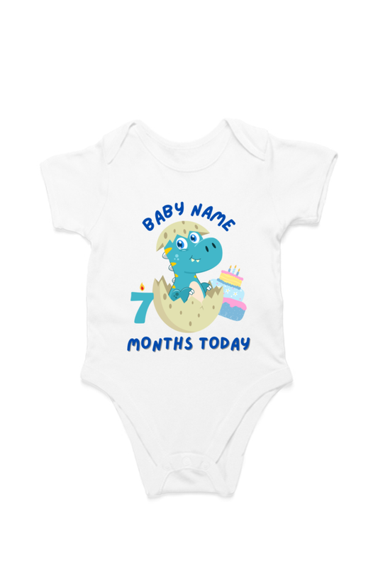 7 Month Celebration : Dino Rompers Printed With Your Baby Name For Their Monthly Milestone
