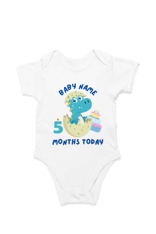 5 Month Celebration : Dino Rompers Printed With Your Baby Name For Their Monthly Milestone