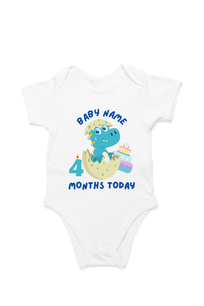 4 Month Celebration : Dino Rompers Printed With Your Baby Name For Their Monthly Milestone