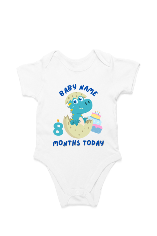 8 Month Celebration : Dino Rompers Printed With Your Baby Name For Their Monthly Milestone