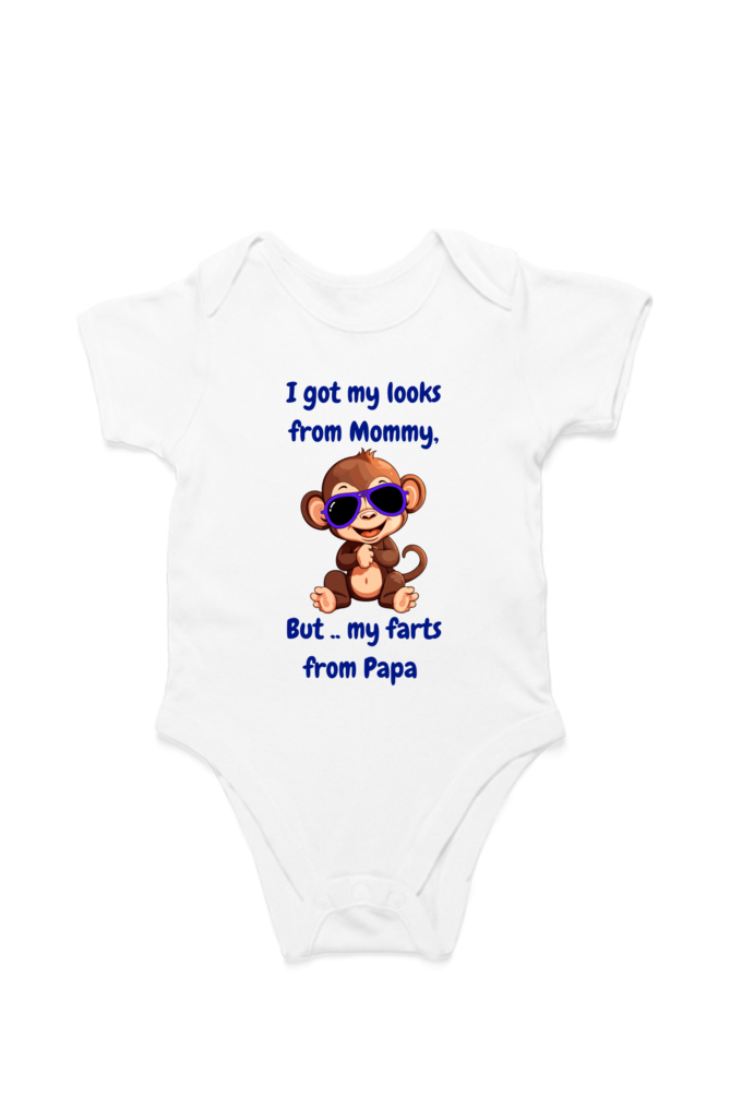 Funny Baby Boy Rompers - Mommy’s Looks, Daddy’s Farts – A Perfect Combo! (Cute Monkey)