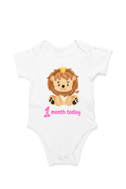 1 Month Celebration :  Lion Baby Gril Rompers Printed For Your Baby's Monthly Milestone