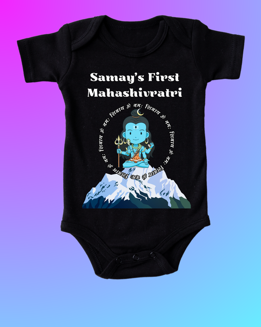 Divine Blessings in Black – Mahashivratri Customised Baby Rompers For Your Little Bhakt !