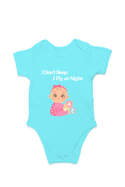Funny Baby Girl Romper for Your Little Night Owl - I Don’t Sleep, I Fly at Night (White Font)