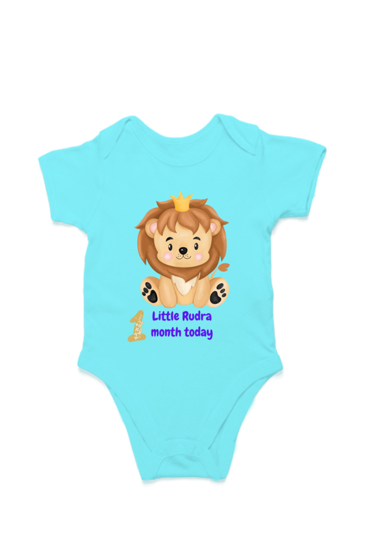 1 Month Celebration :  Customised Lion Baby Romper Printed For Your Baby Boy's Monthly Milestone SHP00