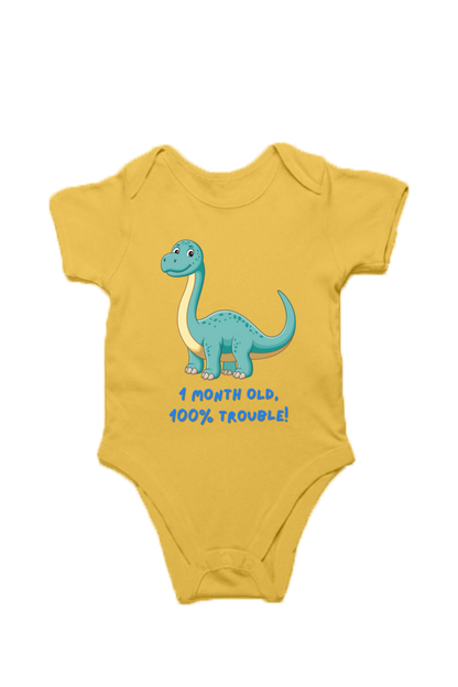 1 Month Dino-Mite Cuteness: Baby Dino Romper for Tiny Adventurers & Monthly Milestone!