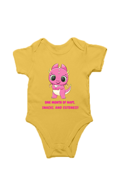 1 Month Celebration : Cute Dino Baby Romper For Your Baby Girl's Monthly Milestone!