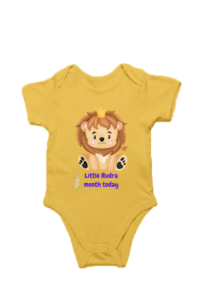 1 Month Celebration :  Customised Lion Baby Romper Printed For Your Baby Boy's Monthly Milestone