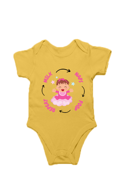 Funny Baby Girl Romper for Your Little Diva - Milk, Naps, Poop, Repeat  SHP99