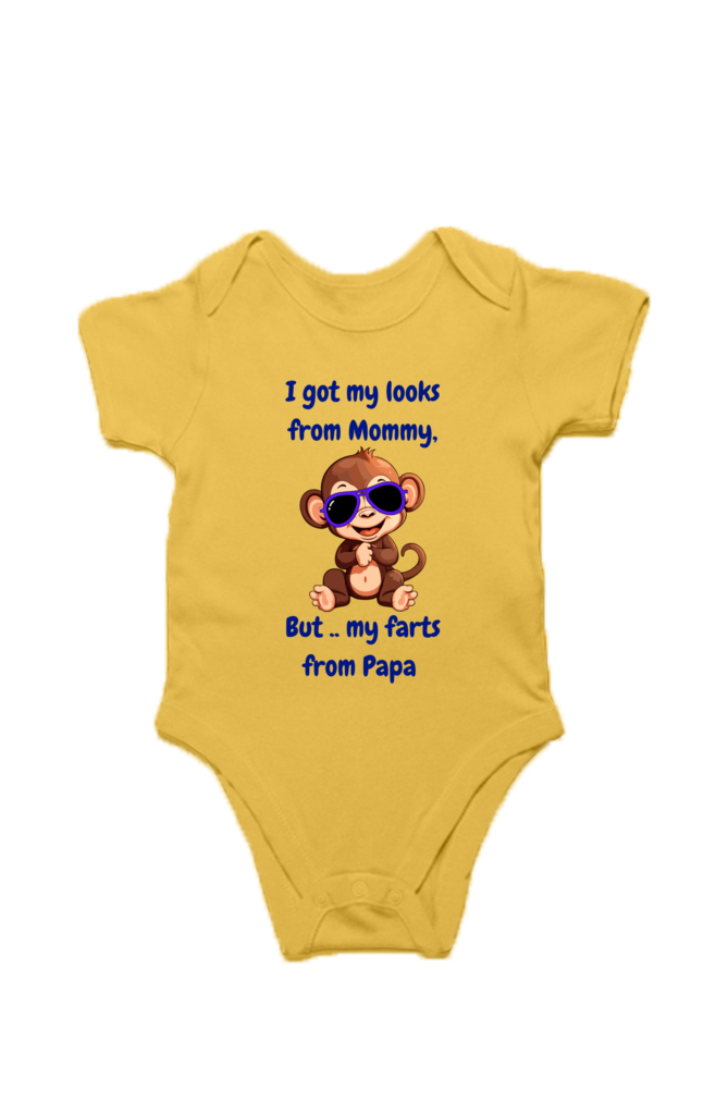 Funny Baby Boy Rompers - Mommy’s Looks, Daddy’s Farts – A Perfect Combo! (Cute Monkey)
