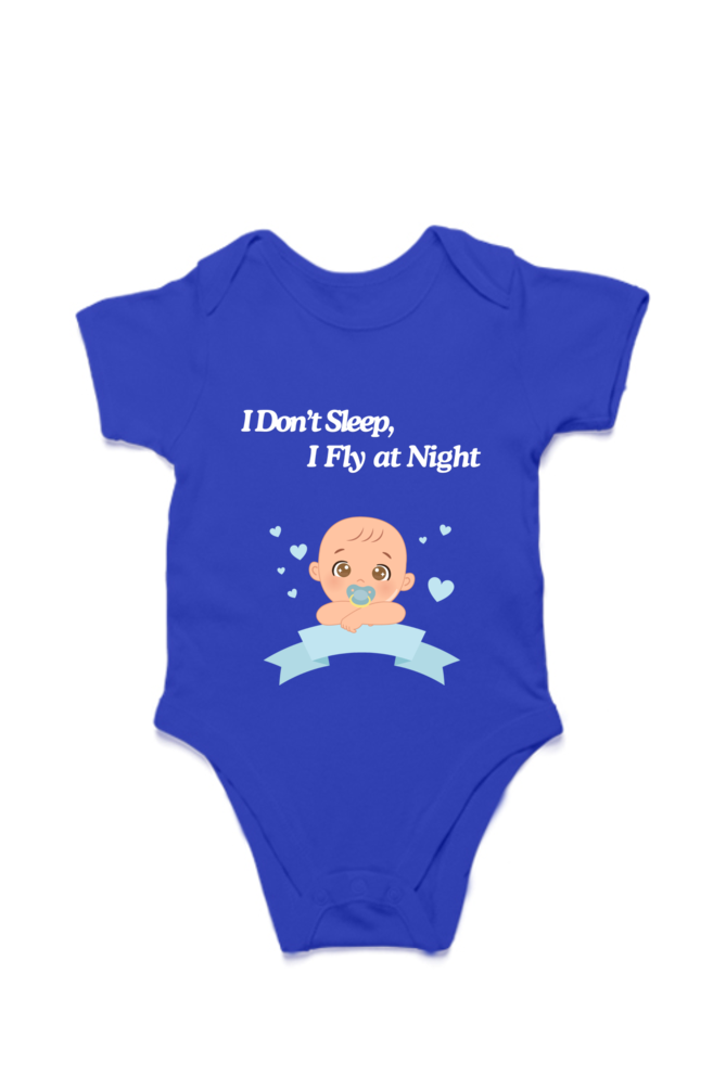 Funny Baby Boy Romper for Your Little Night Owl - I Don’t Sleep, I Fly at Night (Design 2 with White Font)
