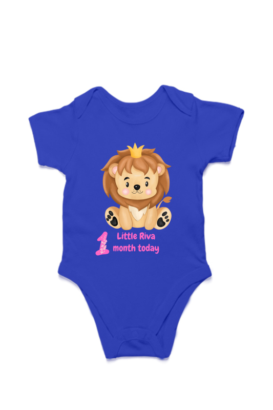 1 Month Celebration : Customised Lion Baby Romper Printed For Your Baby Girl's Monthly Milestone SHP00