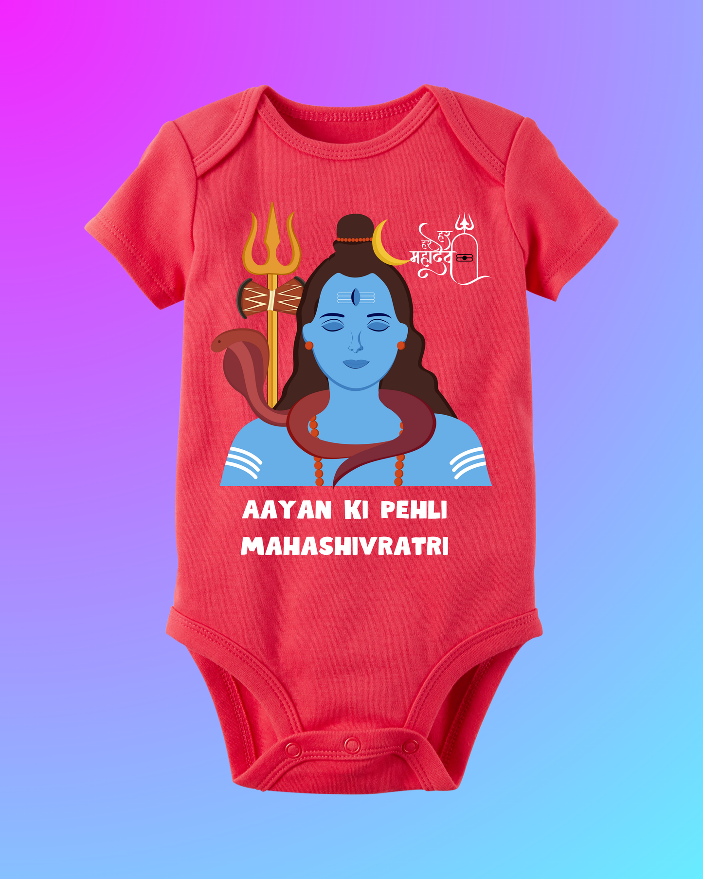 Divine Blessings in Red – Mahashivratri Customised Baby Rompers For Your Little Bhakt ! SHP00
