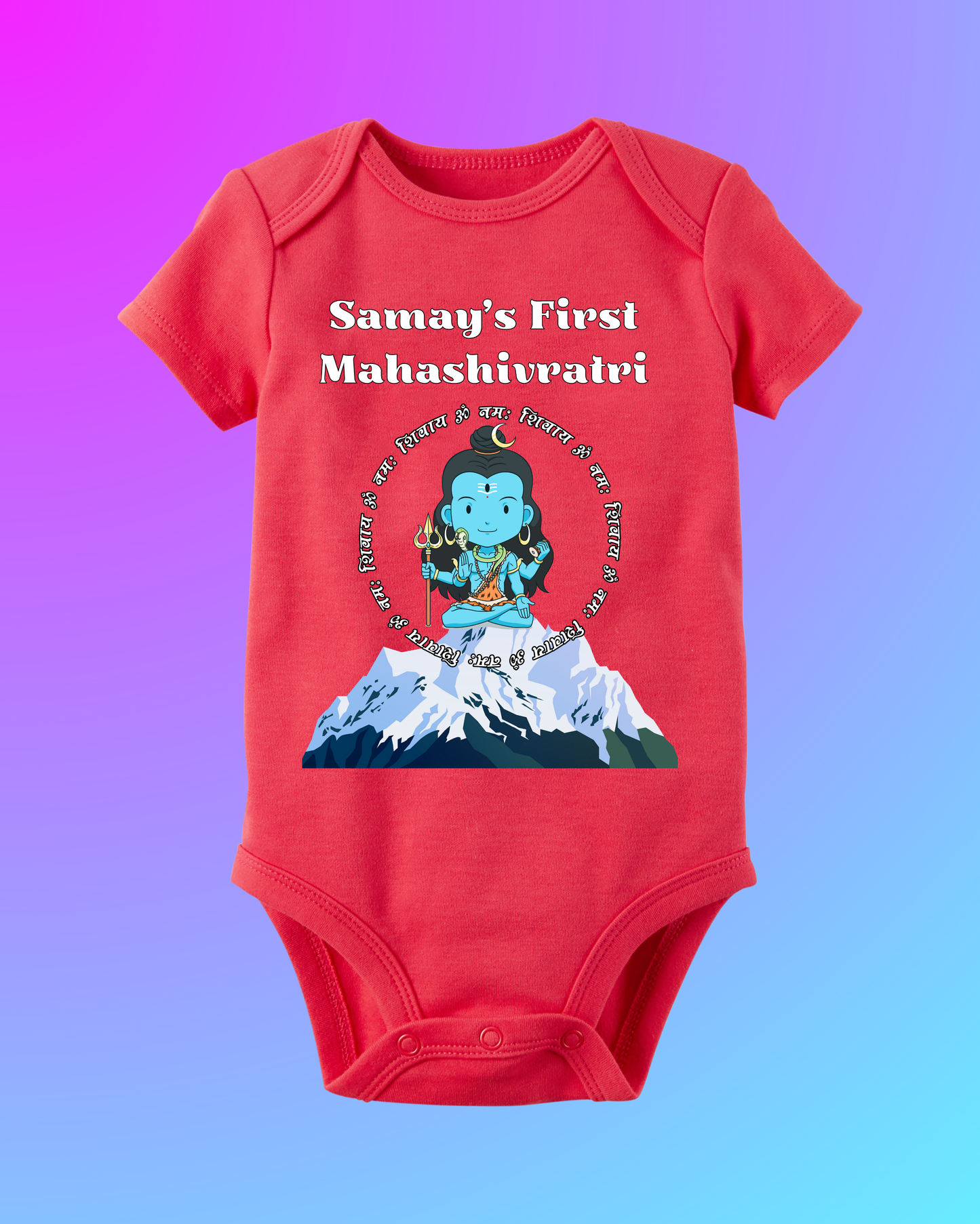 Divine Blessings in Red – Mahashivratri Customised Baby Rompers For Your Little Bhakt ! SHP00